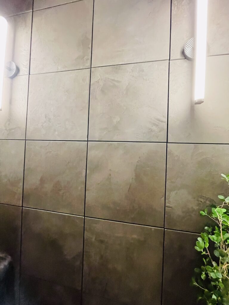 Residential precast concrete panel accent wall and Faux concrete wall look